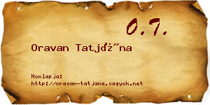 Oravan Tatjána névjegykártya